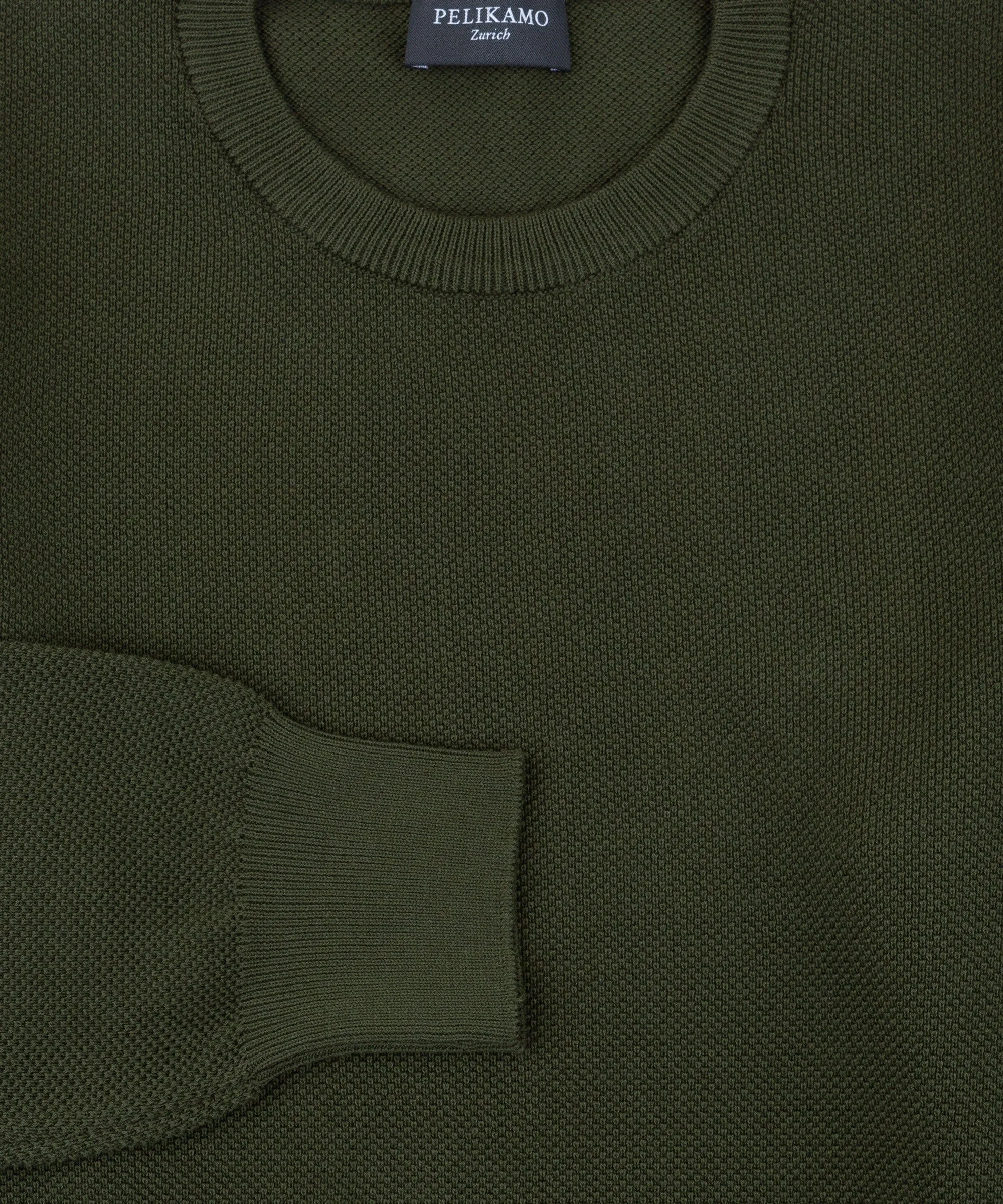 Cotton Pique Crewneck Sweater