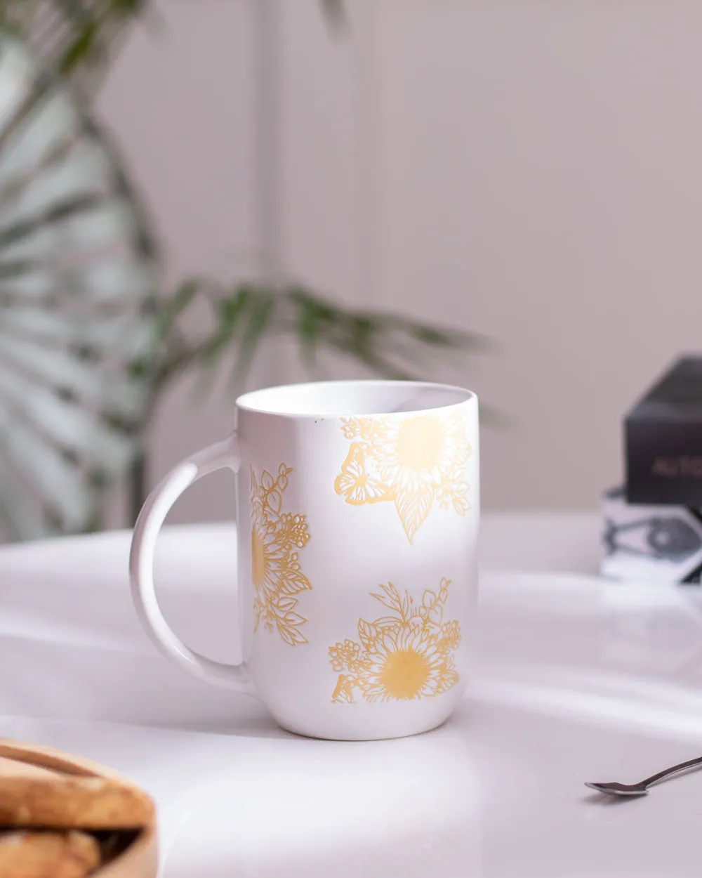 'Damask' Coffee Mug - White