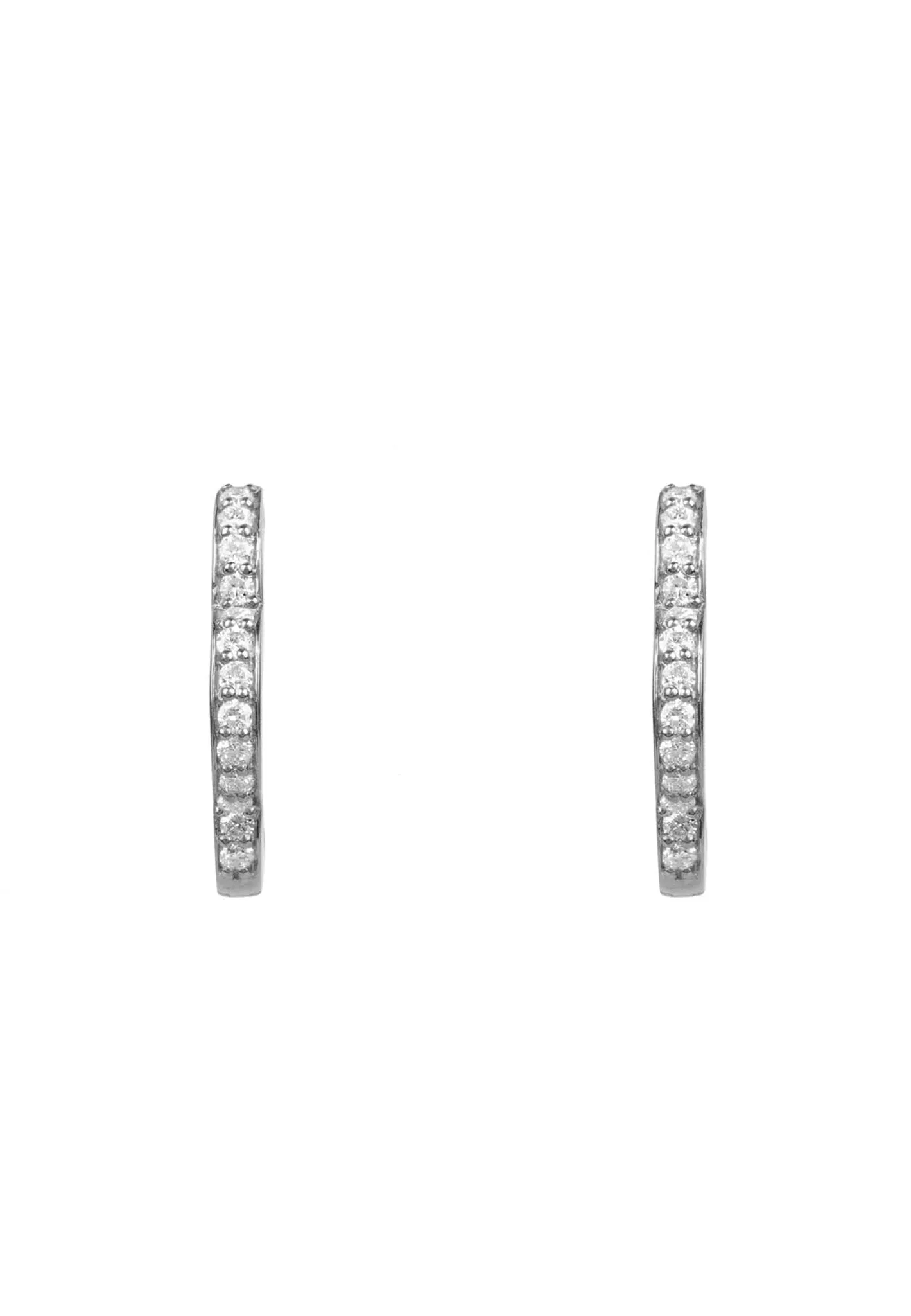 Diamond Flower Clover Huggie Hoop Earrings Silver