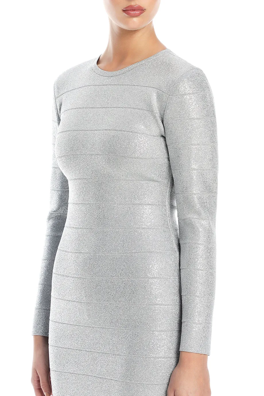 Disco Knit Crew Neck Mini Dress