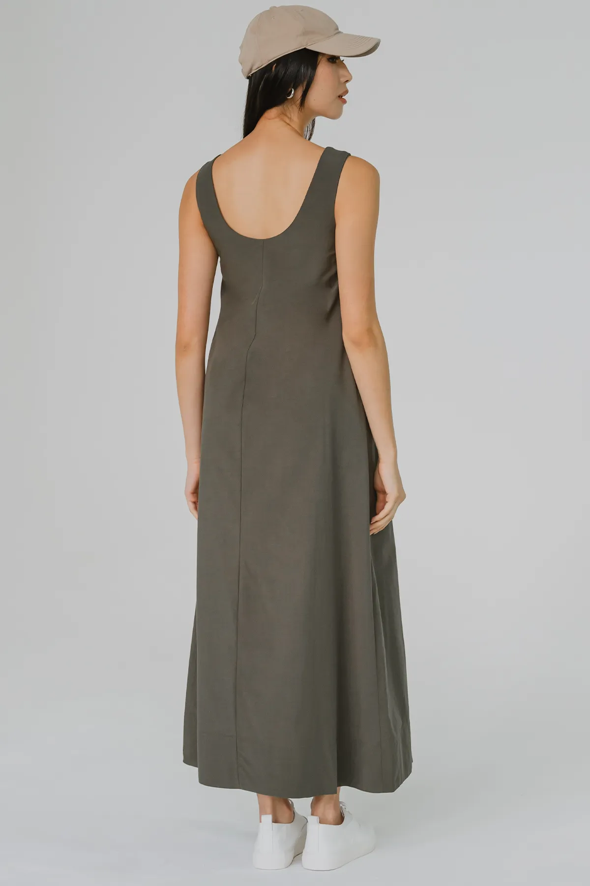 Down to Earth Midaxi Dress (Moss Green)