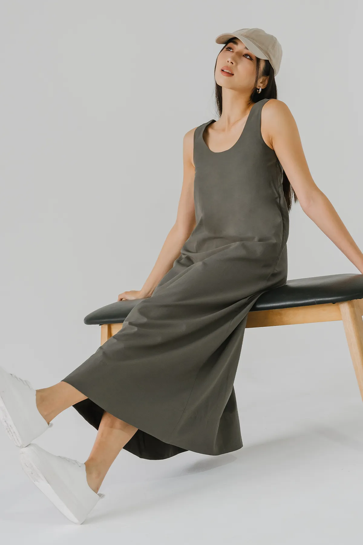 Down to Earth Midaxi Dress (Moss Green)