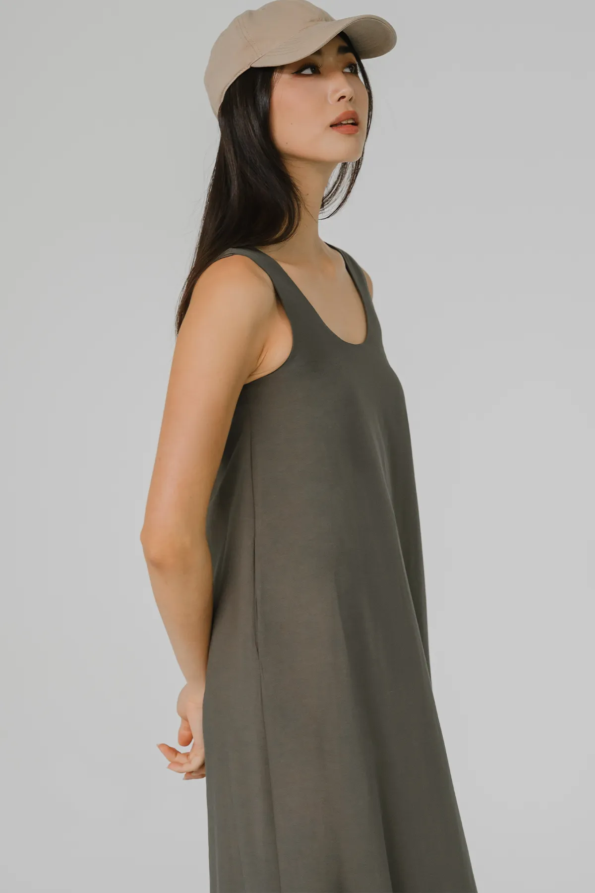 Down to Earth Midaxi Dress (Moss Green)