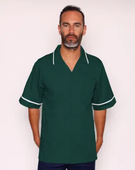 Drayford Men's Classic Healthcare Tunic - Bottle Green / White