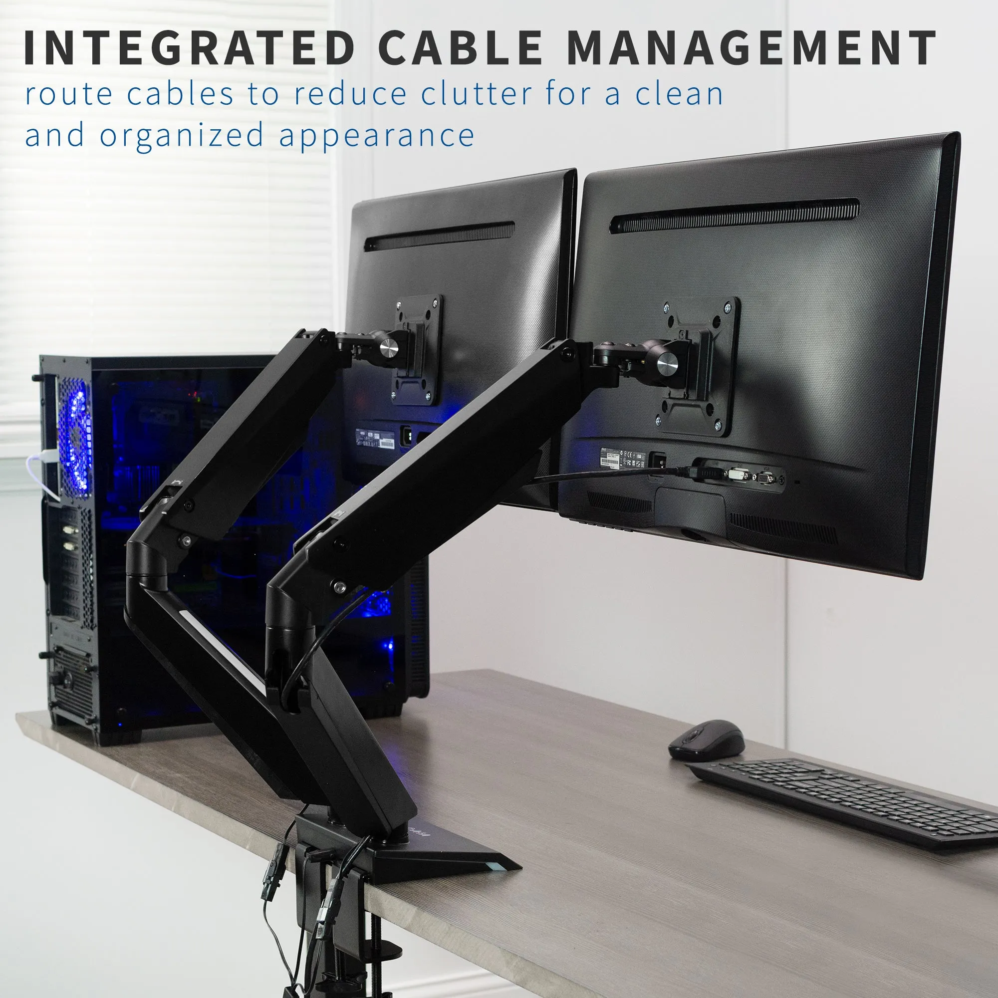 Dual Gaming Monitors Arms Clamp-on Desk Mount Stand