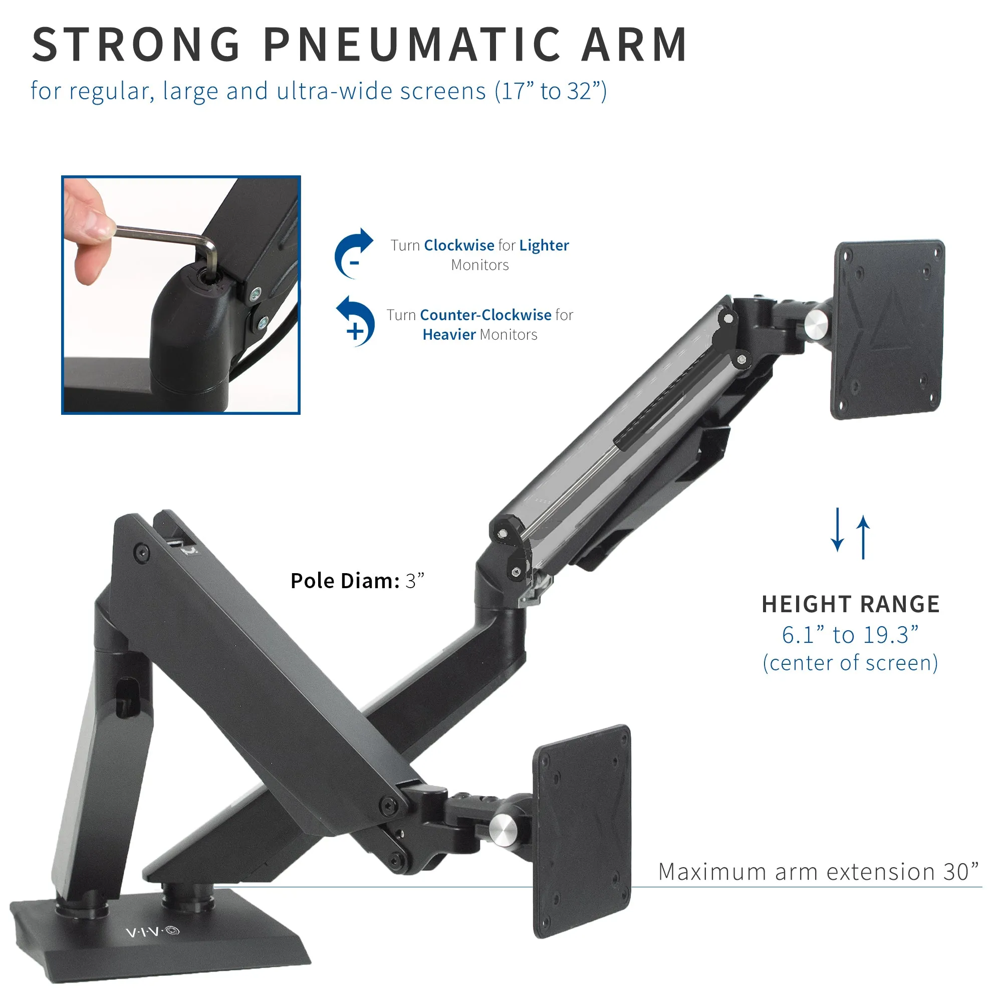 Dual Gaming Monitors Arms Clamp-on Desk Mount Stand