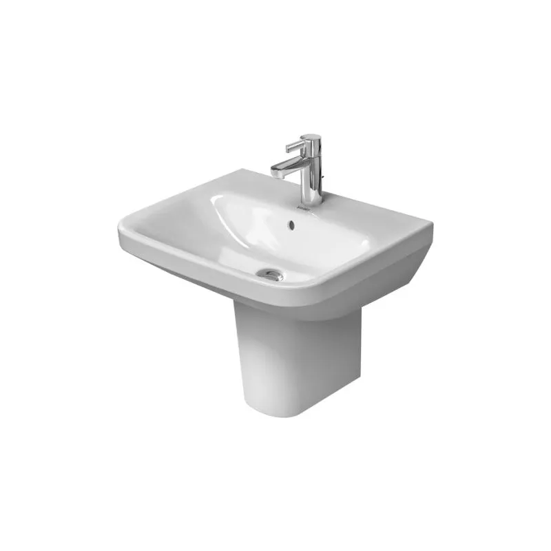 DuraStyle 17.38" x 21.63" x 6.75" Ceramic Wall Mount Pedestal Bathroom Sink in White