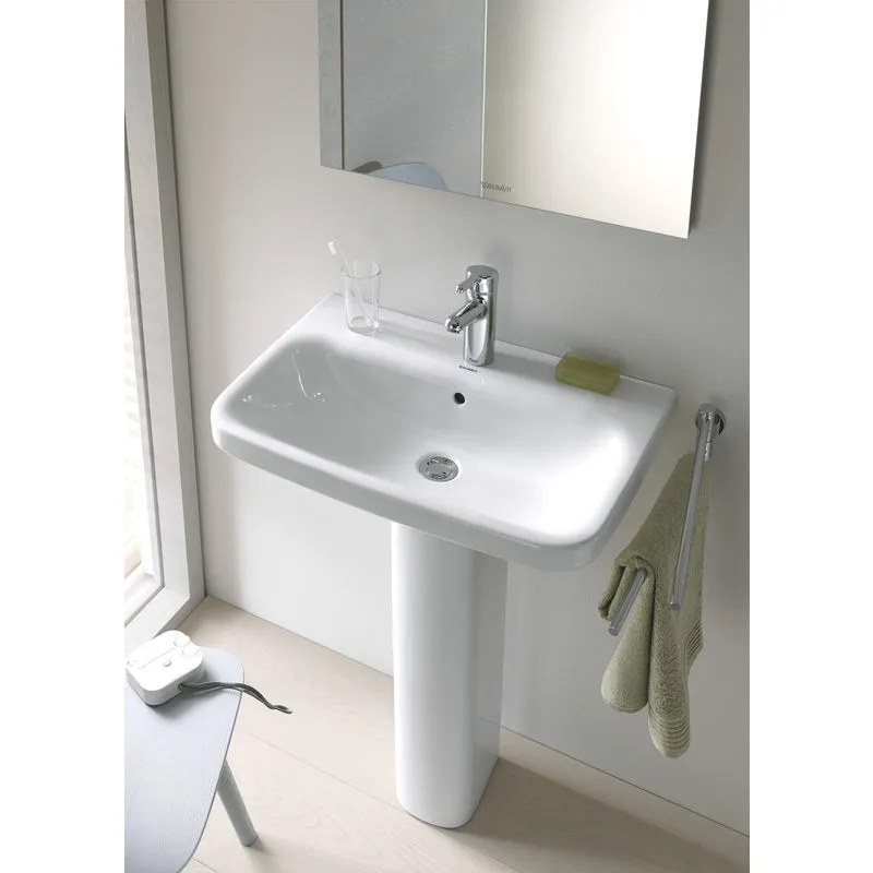 DuraStyle 17.38" x 21.63" x 6.75" Ceramic Wall Mount Pedestal Bathroom Sink in White