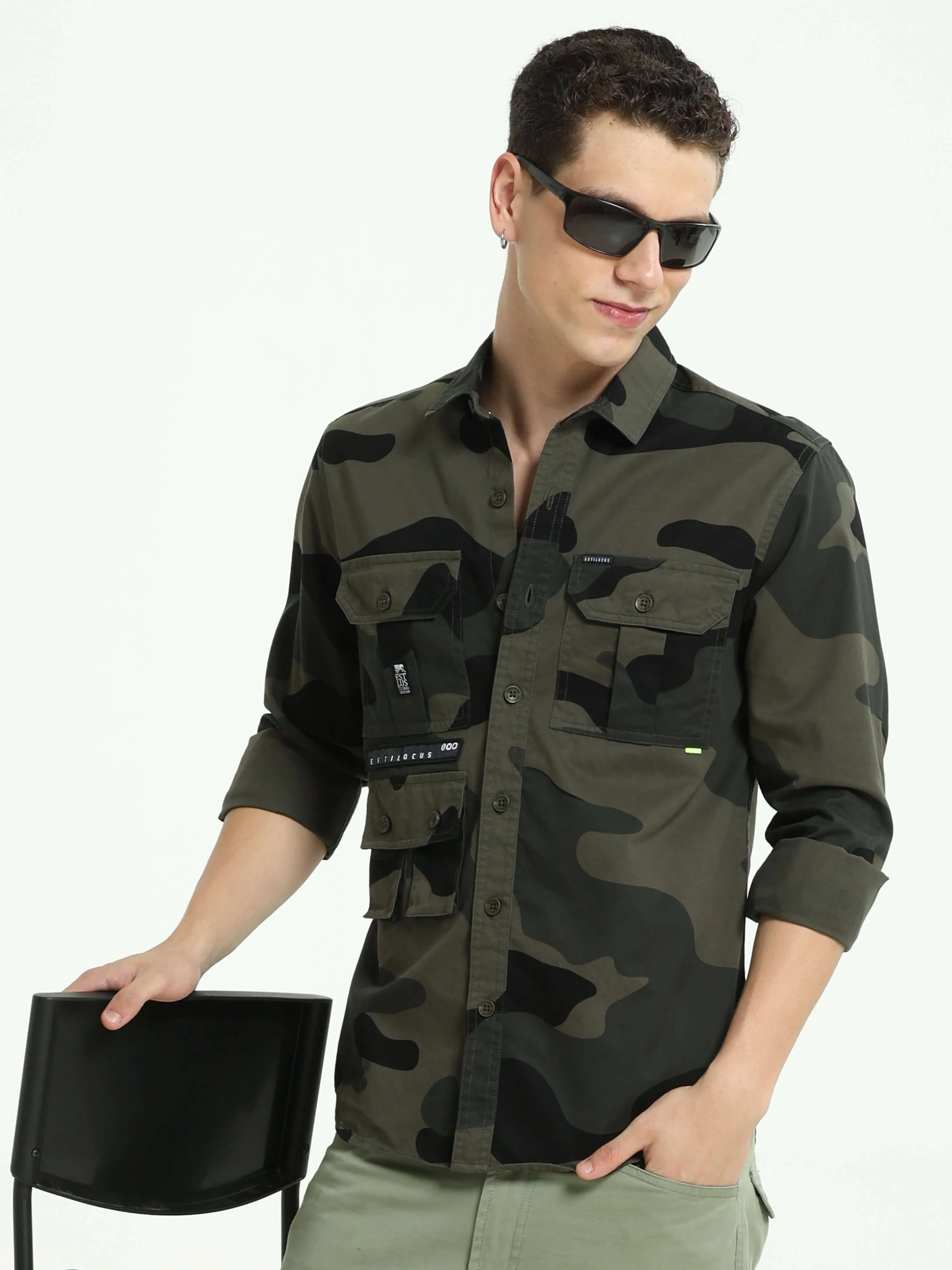 ETLS/72 Camo Cargo military olive shirt