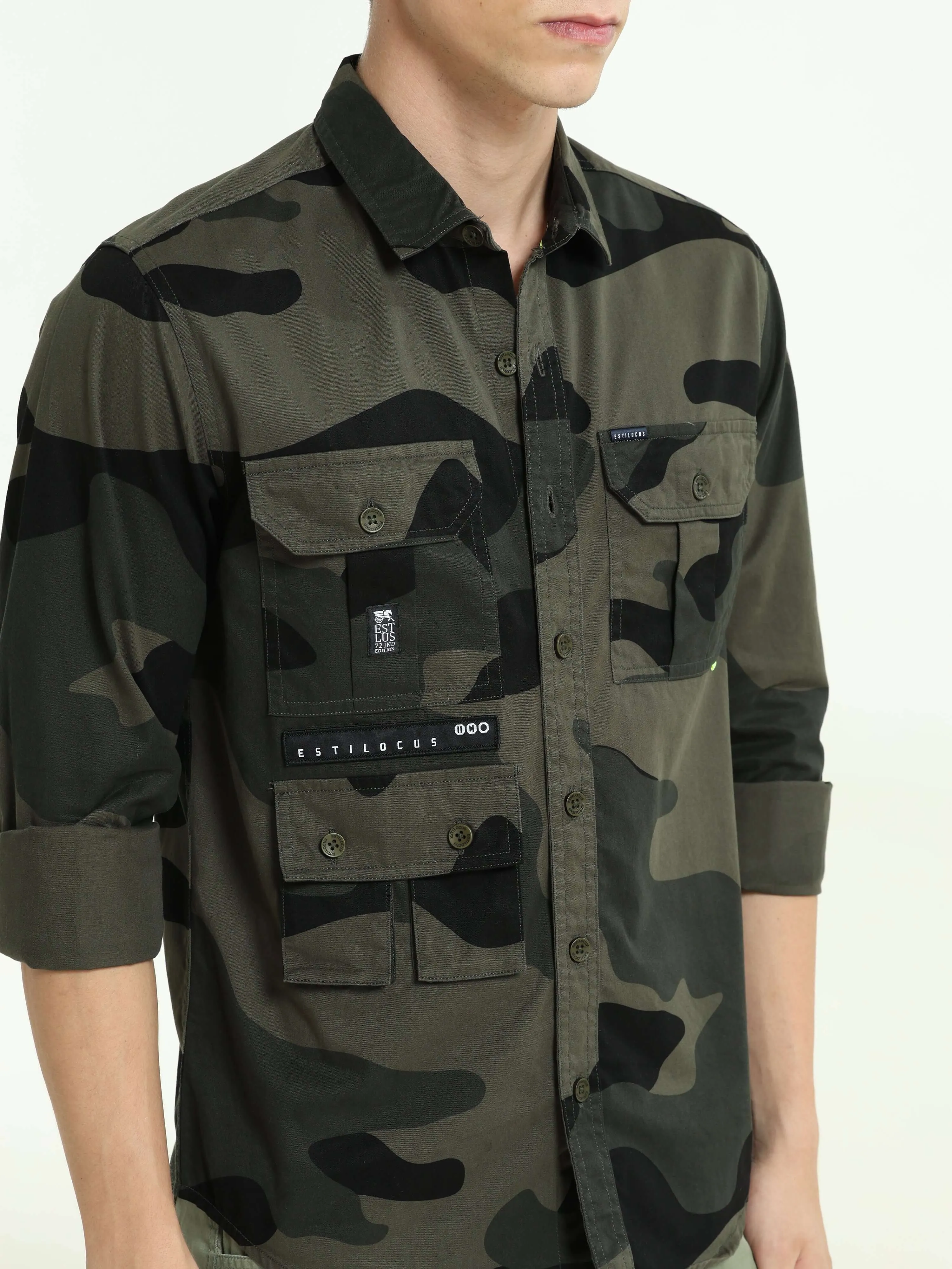 ETLS/72 Camo Cargo military olive shirt