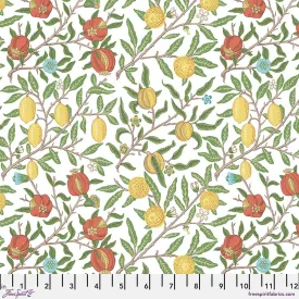 Fabric FRUIT WHITE, from Leicester Collection, Original Morris & Co for Free Spirit, PWWM084.WHITE