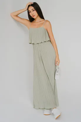 Flair Pleat Jumpsuit (Pale Sage)