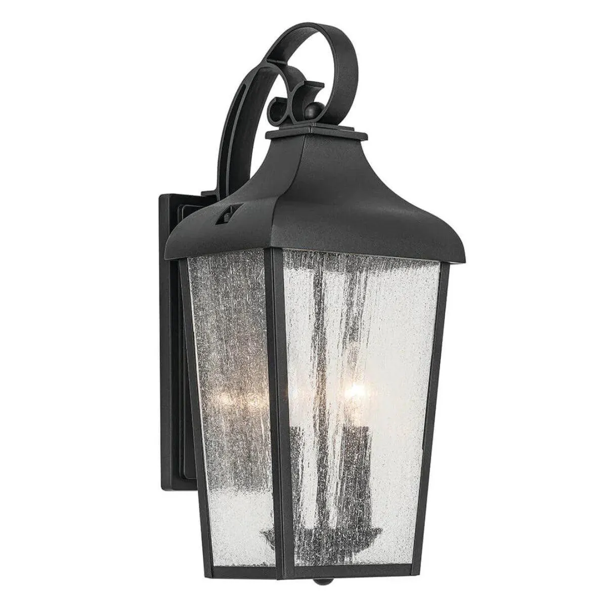 Forestdale 18 In 2-Lights Outdoor Wall Light With Clear Seeded Glass, Black