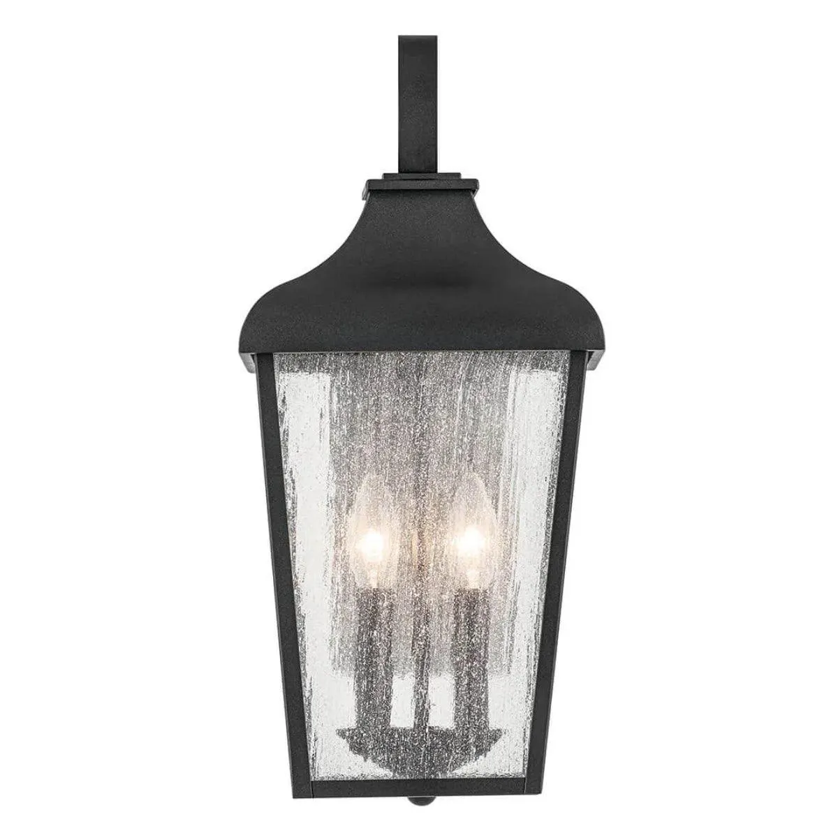 Forestdale 18 In 2-Lights Outdoor Wall Light With Clear Seeded Glass, Black