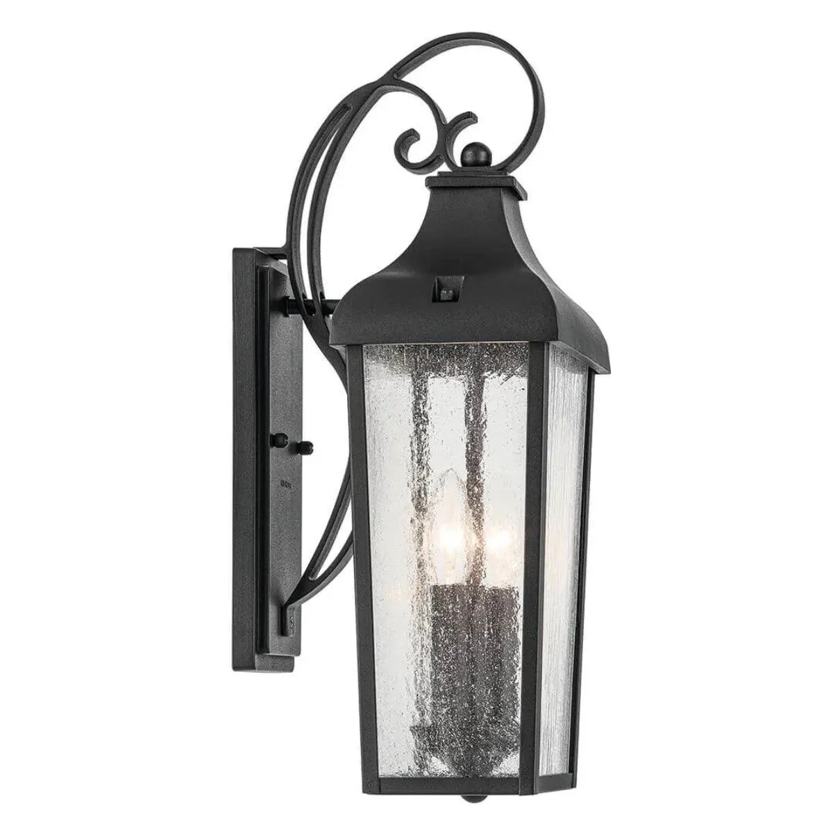 Forestdale 18 In 2-Lights Outdoor Wall Light With Clear Seeded Glass, Black