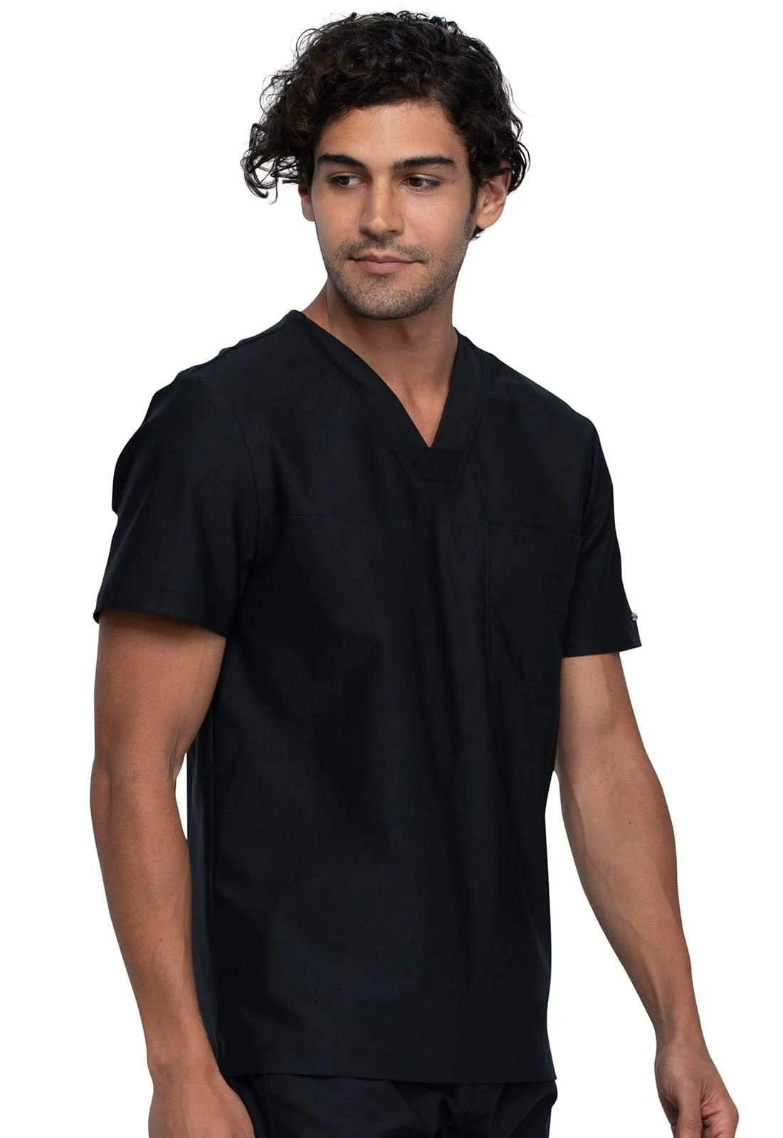 Form Cherokee Men's Tuckable Scrub V-Neck Scrub Top Black CK885