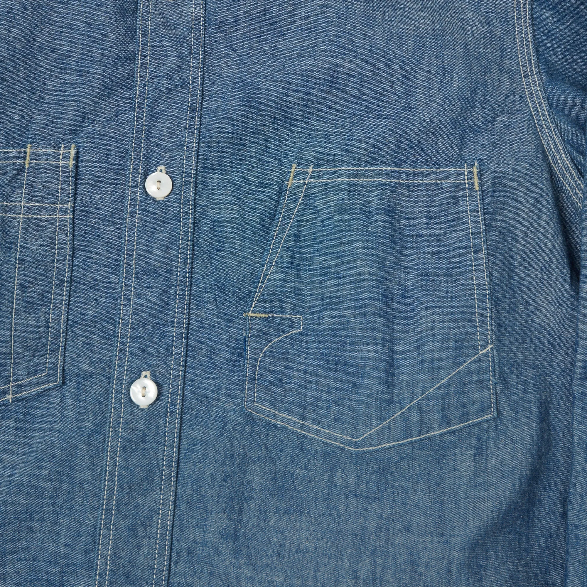 Freewheelers 'The Ironall' Long Sleeve Work Shirt - Indigo Chambray