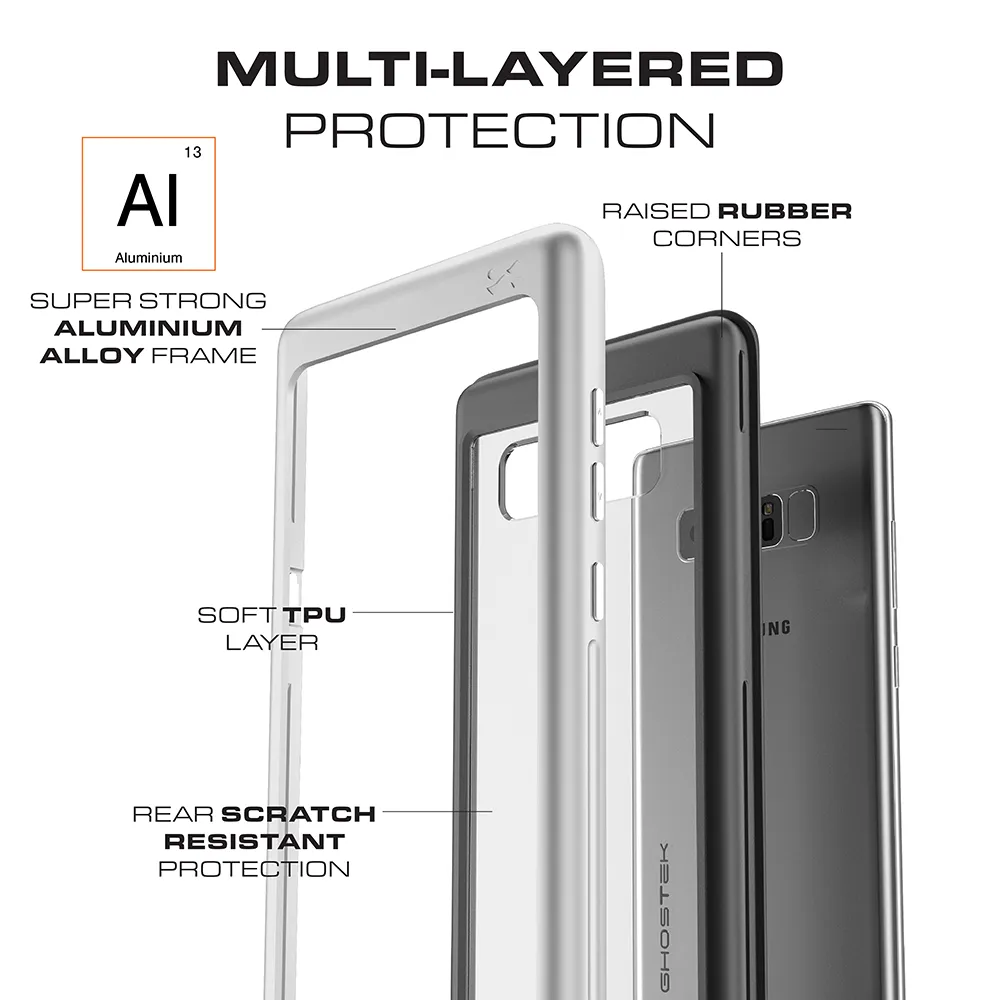 Galaxy Note 8, Ghostek Atomic Slim Galaxy Note 8 Case Shockproof Impact Hybrid Modern Design | Silver