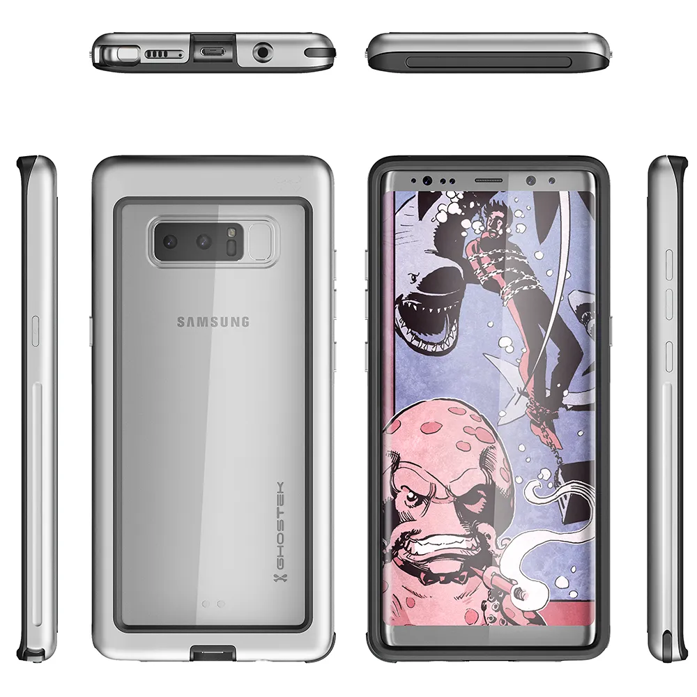 Galaxy Note 8, Ghostek Atomic Slim Galaxy Note 8 Case Shockproof Impact Hybrid Modern Design | Silver