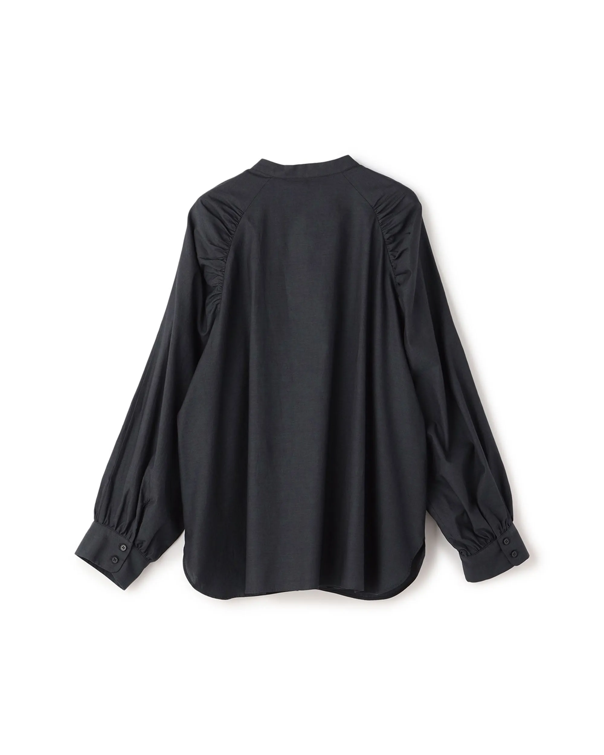 Gathered Raglan Sleeve Pocket Blouse