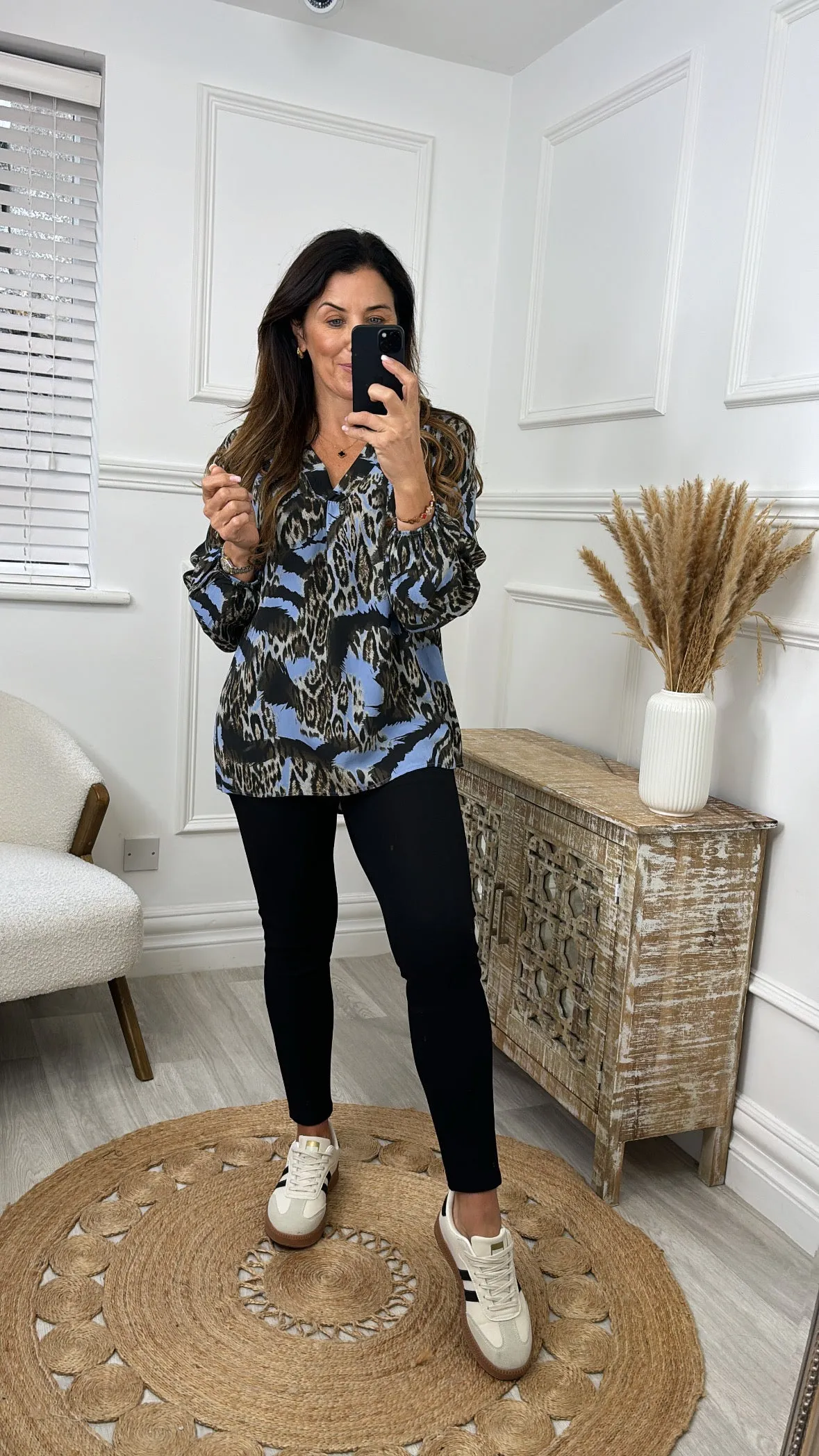 Gemma Blue Animal Print Blouse