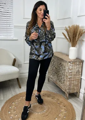 Gemma Blue Animal Print Blouse