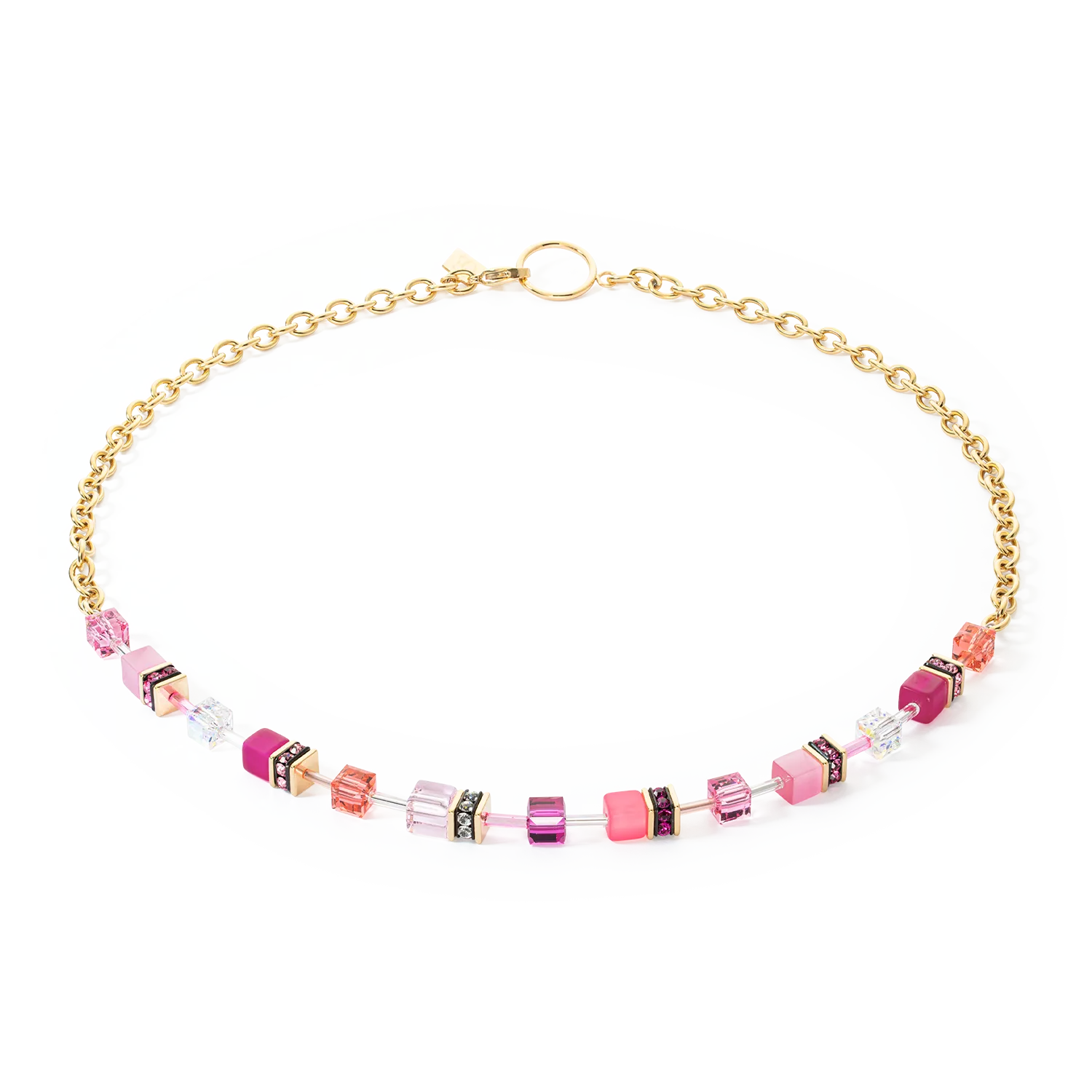 GeoCUBE® Iconic Chain necklace gold-magenta