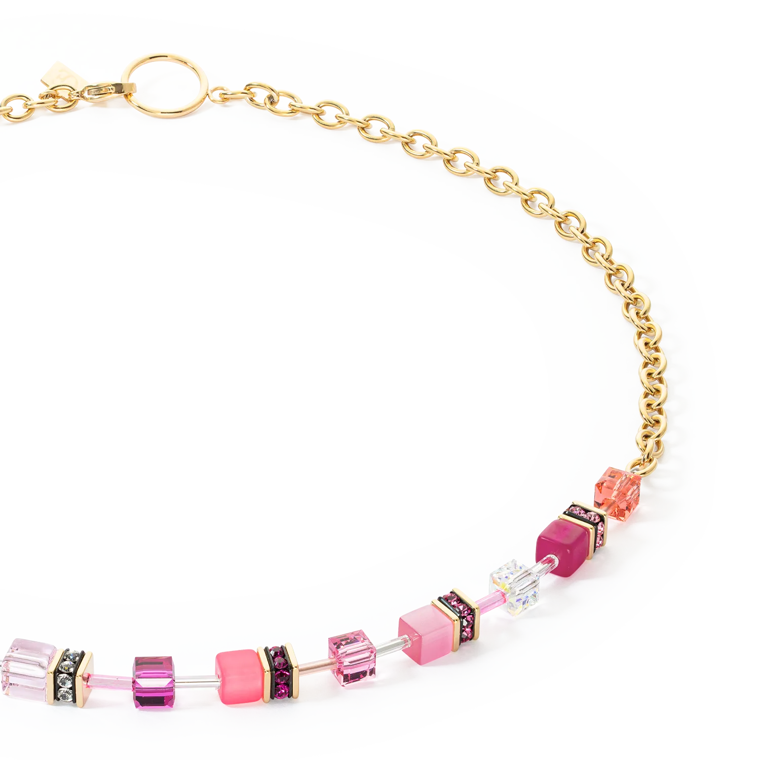 GeoCUBE® Iconic Chain necklace gold-magenta