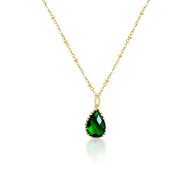 Green Drop Necklace - Gold Filled