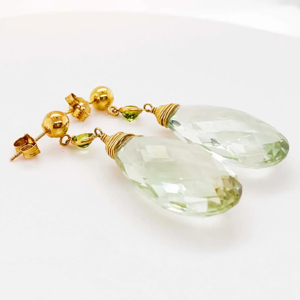 Green Quartz Dangle Earrings