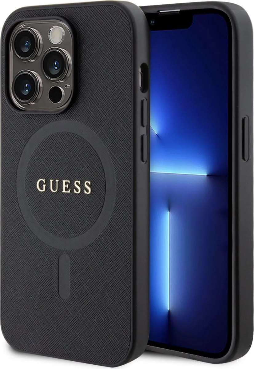 Guess Saffiano Hard Case with MagSafe for iphone 15 Pro Max 6.7" Black - GUHMP15XPSAHMCK