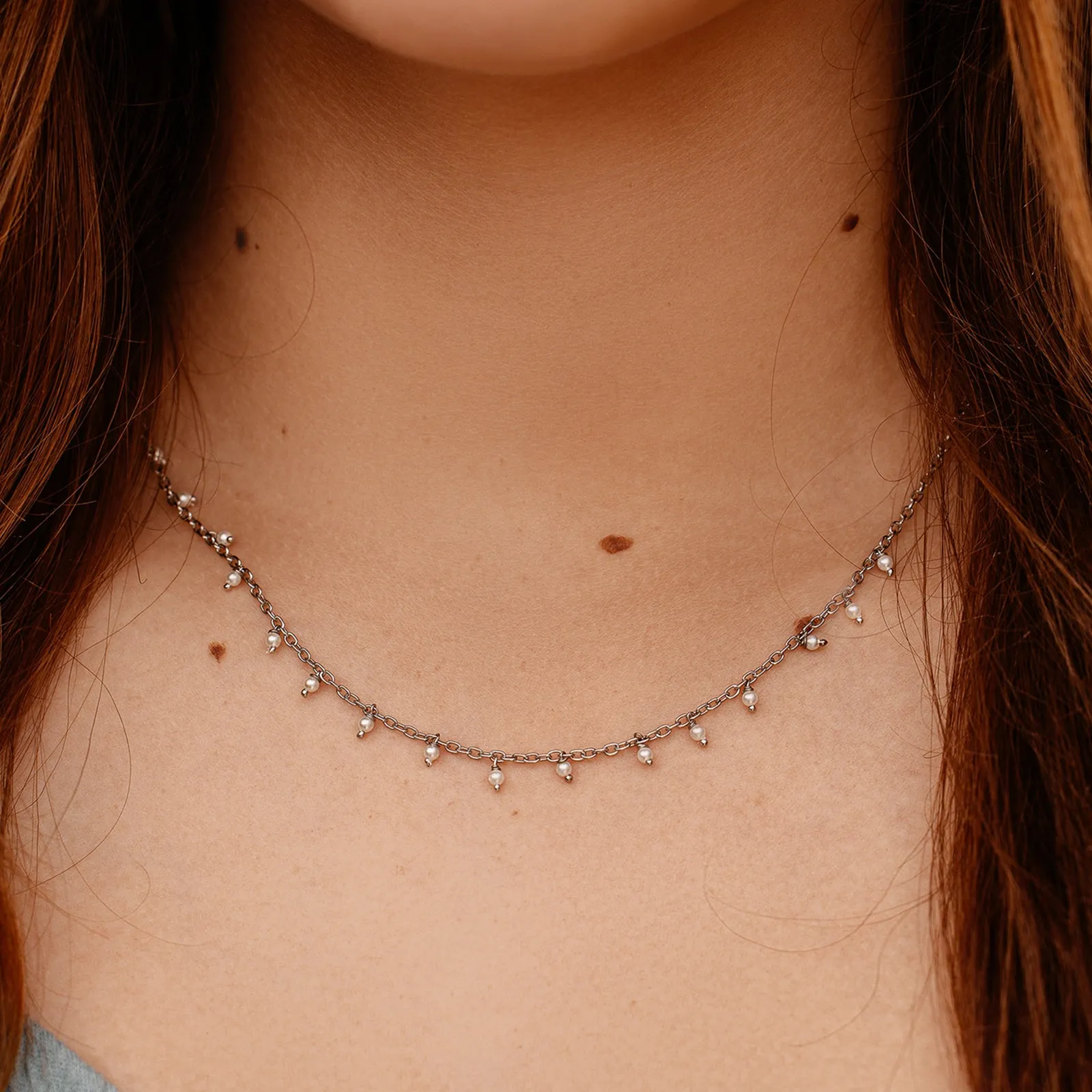 Hanging Pearl Beaded Choker