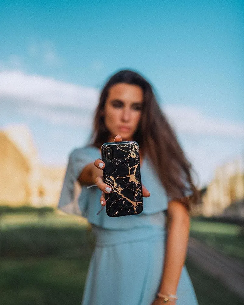 Hidden Gem | Rose Gold and Black Marble Case