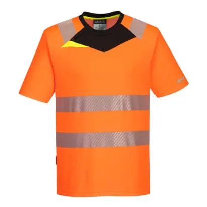 High Visibility Portwest DX4 Wicking Work Tee Shirt with Contrast - RIS 3279-DX413