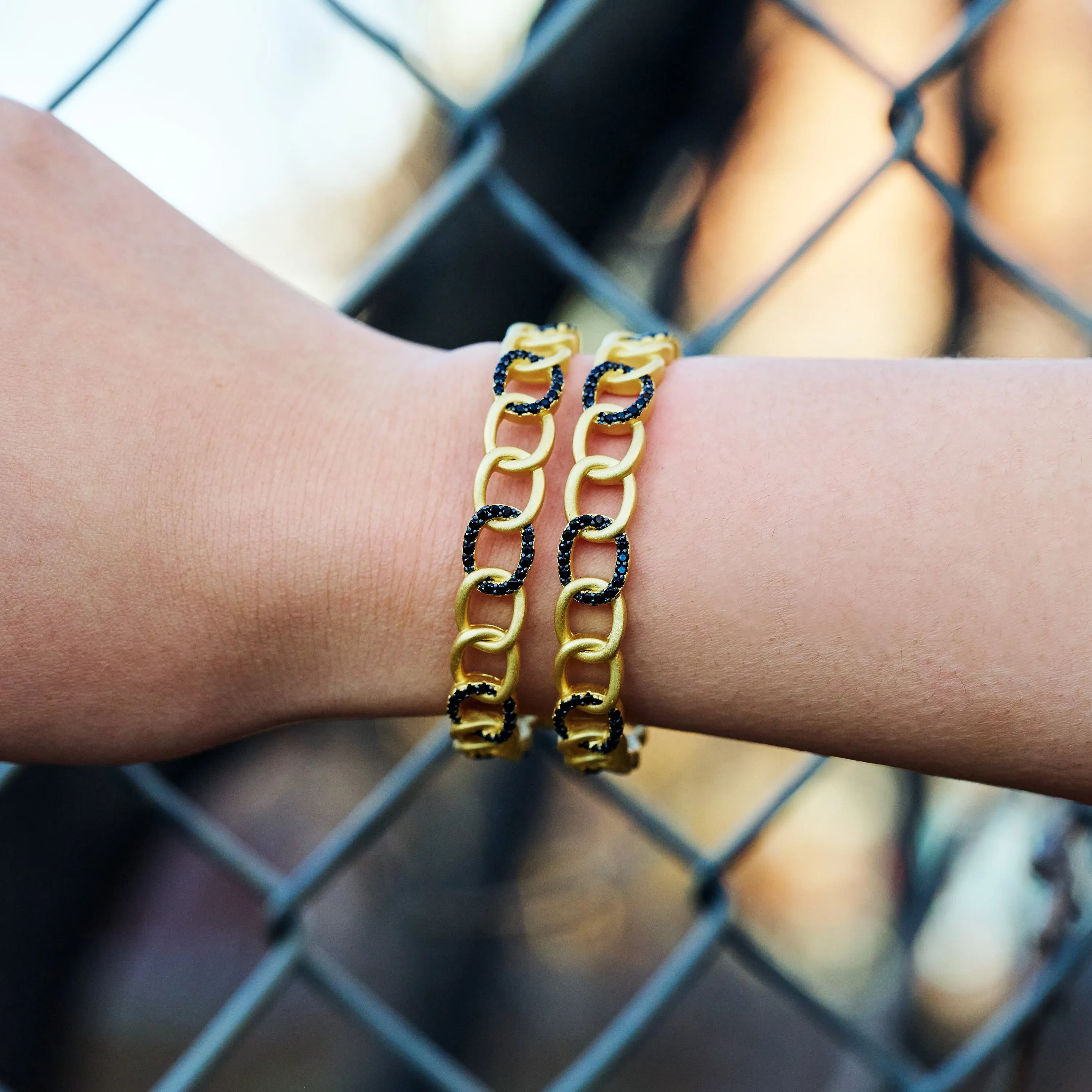 Industrial Finish Flat Chain Link Statement Cuff