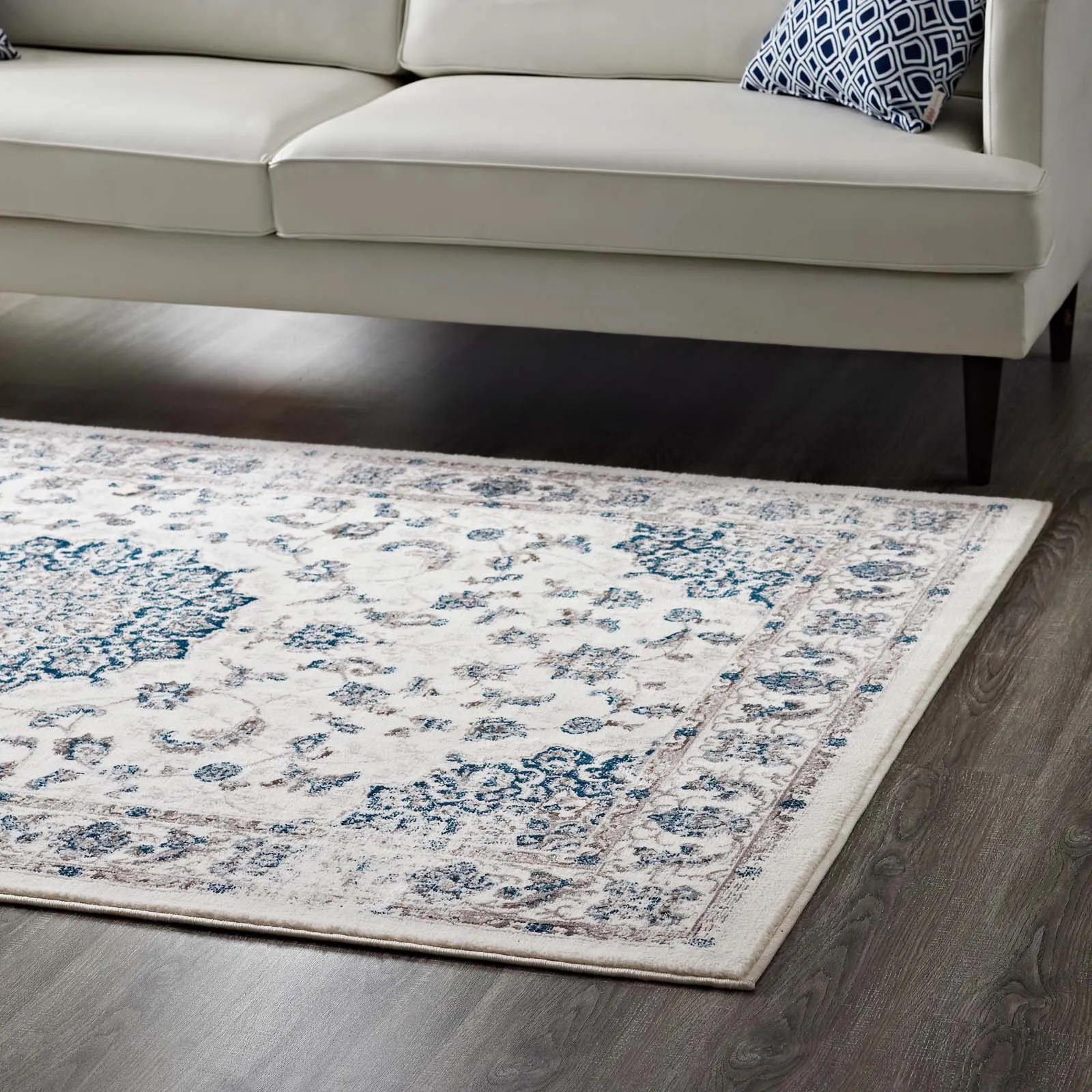 Lilja Distressed Vintage Persian Medallion Area Rug