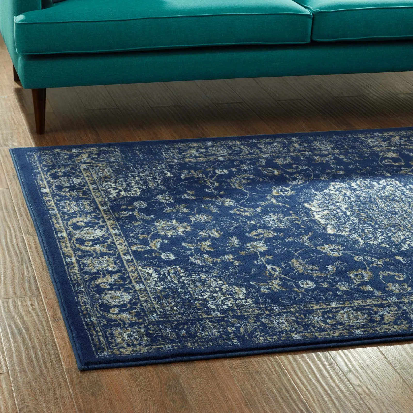 Lilja Distressed Vintage Persian Medallion Area Rug