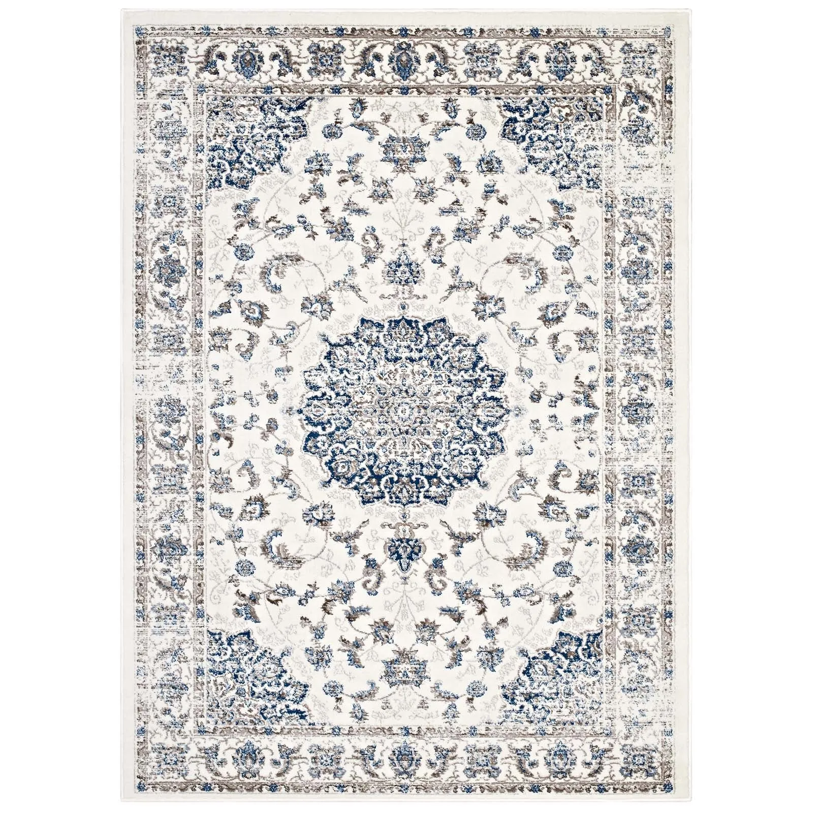 Lilja Distressed Vintage Persian Medallion Area Rug