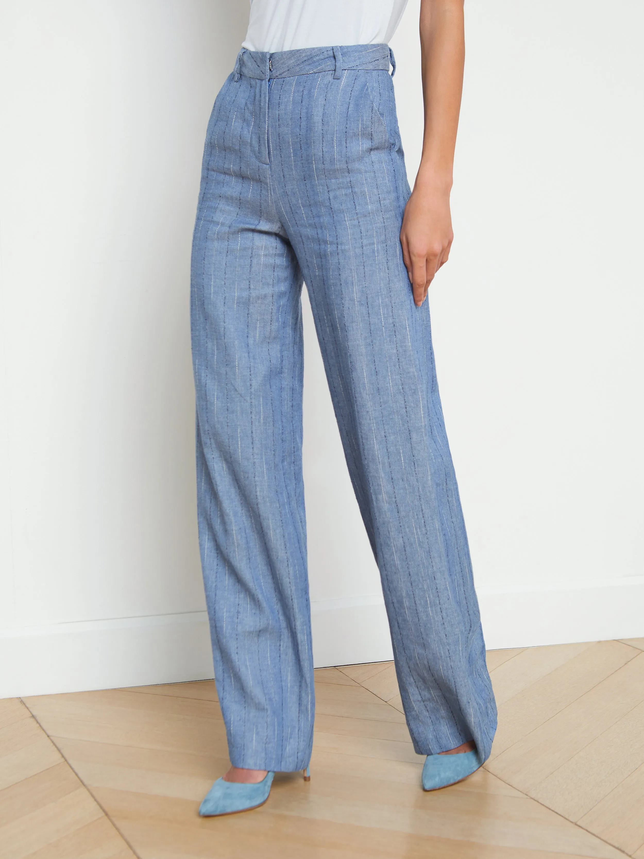 Livvy Linen-Blend Straight-Leg Trouser