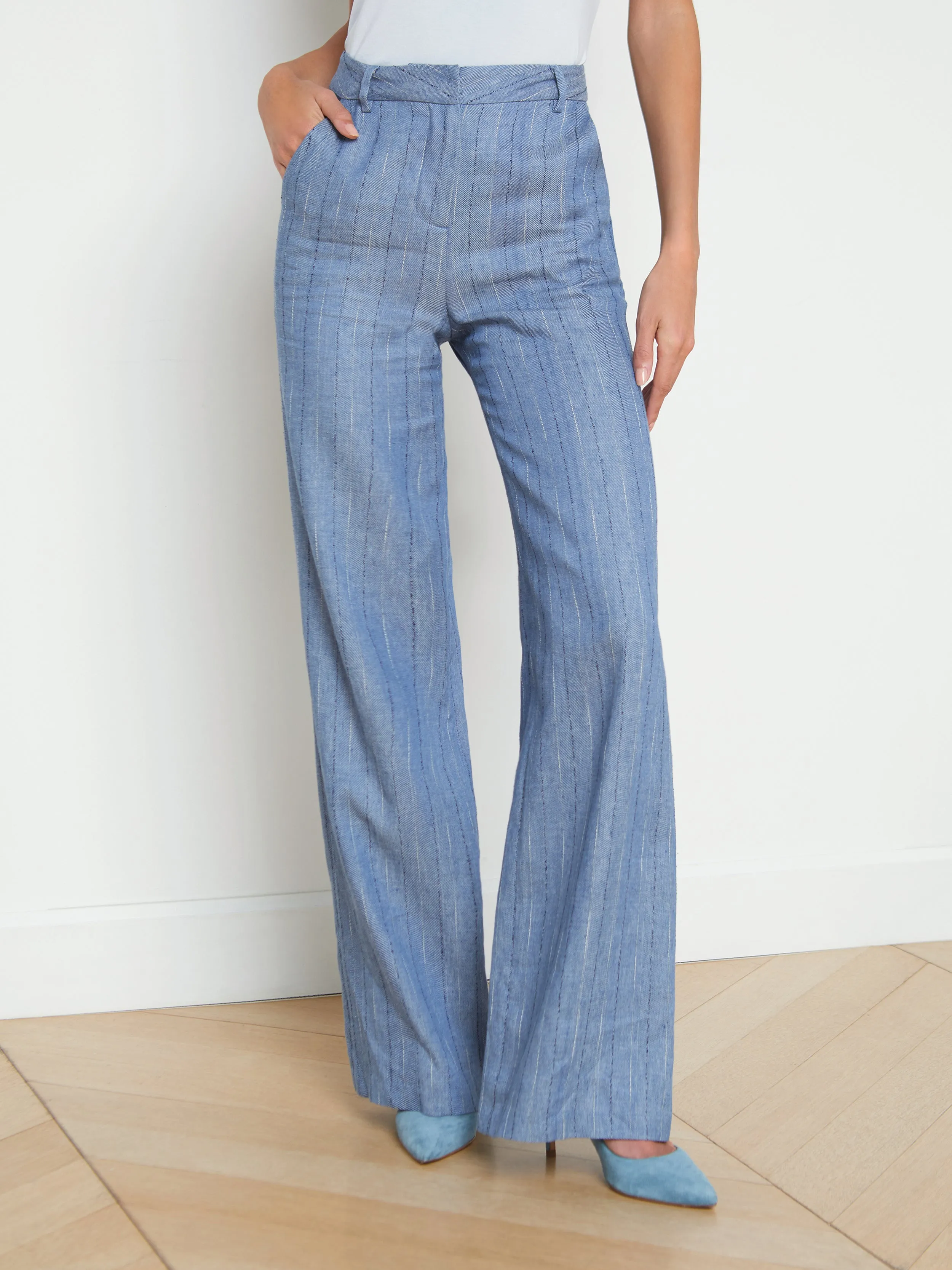 Livvy Linen-Blend Straight-Leg Trouser