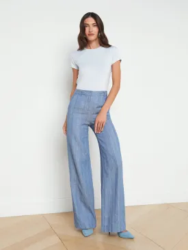 Livvy Linen-Blend Straight-Leg Trouser