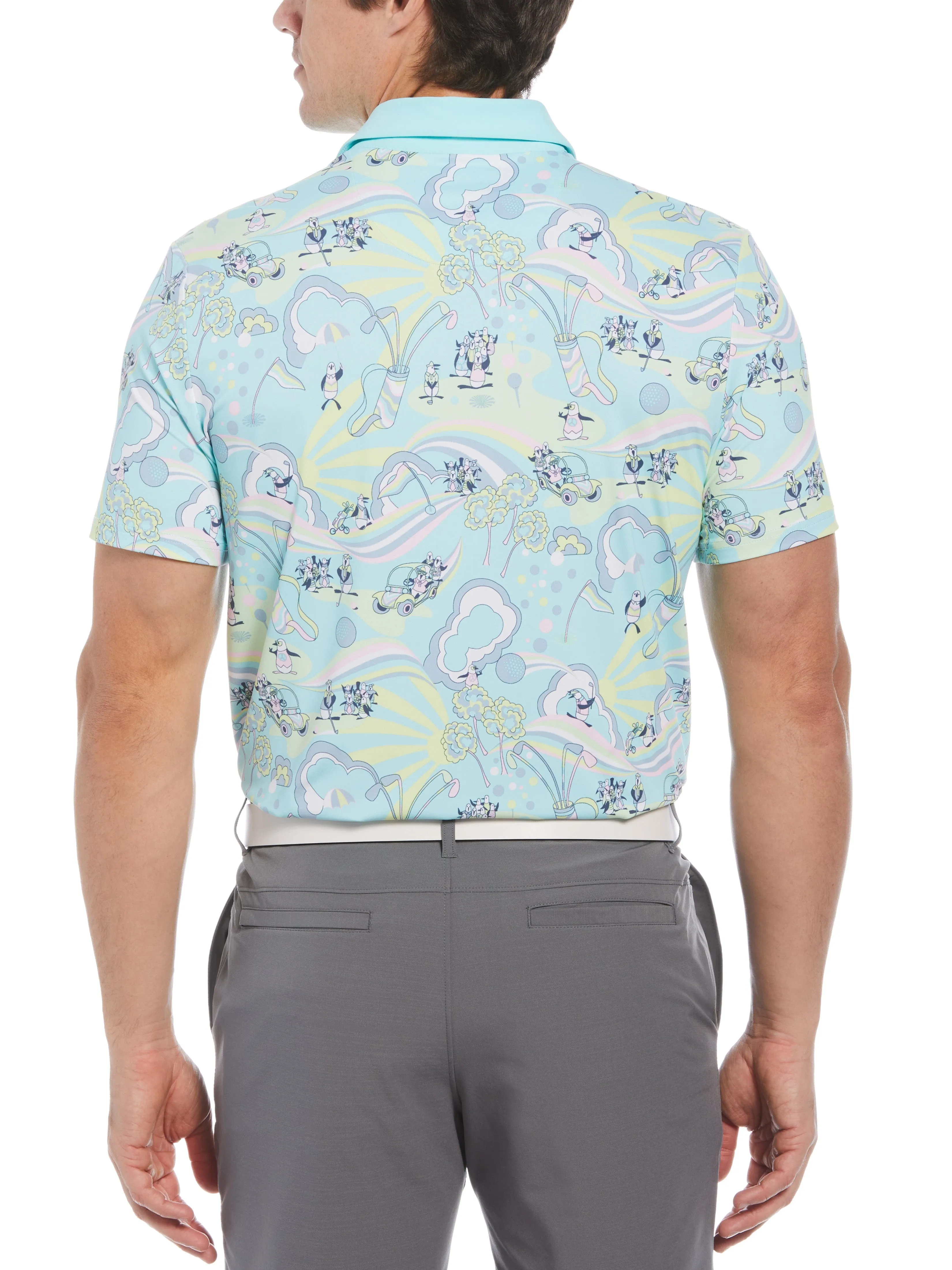 Men's 60s Heritage Print Short Sleeve Golf Polo Shirt