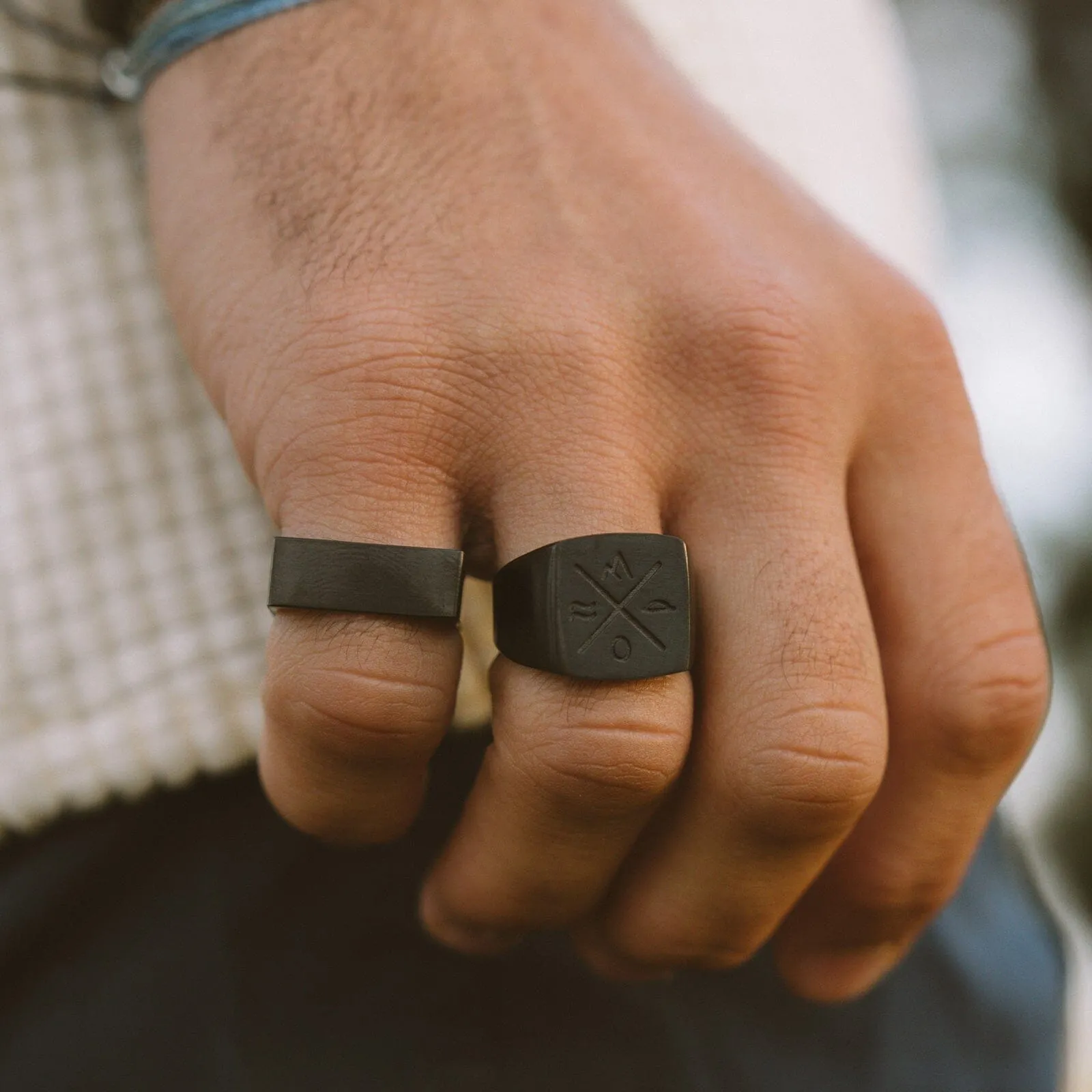 Men's Compass Signet Ring