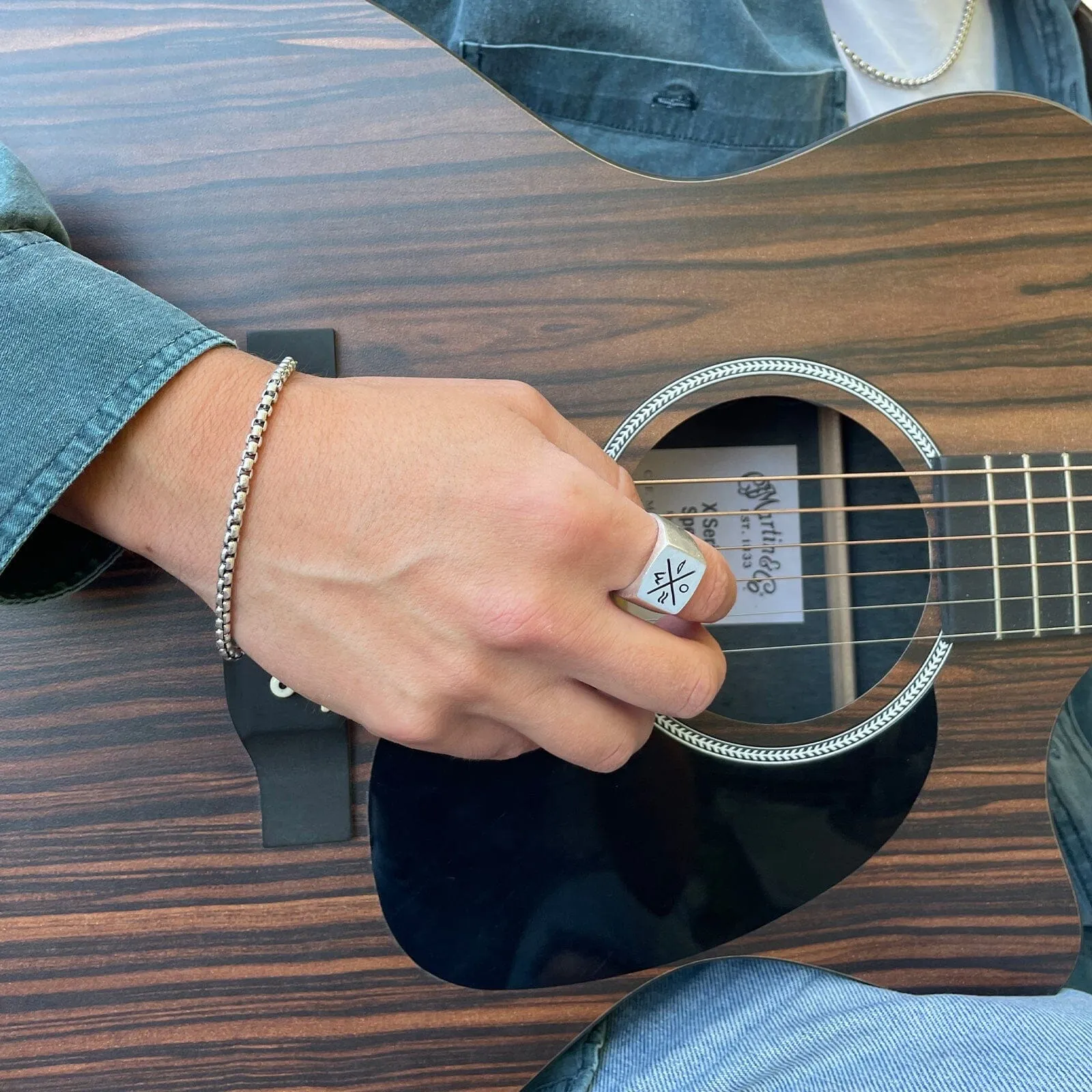 Men's Compass Signet Ring