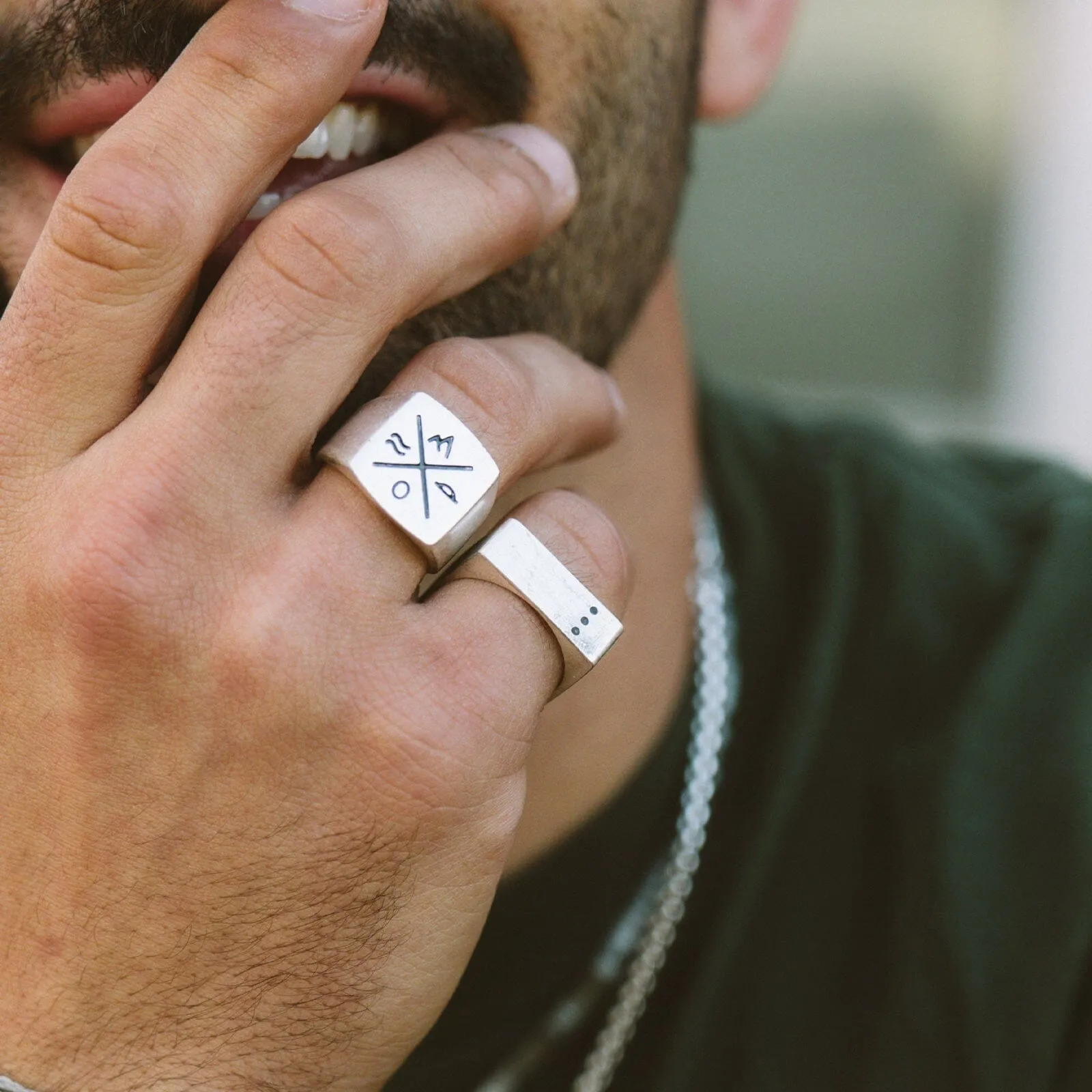 Men's Compass Signet Ring