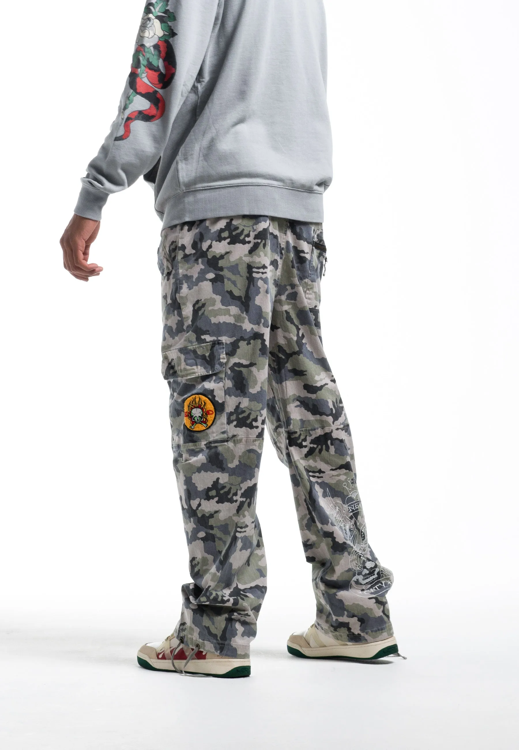 Mens Nyc Drag Woven Combat Trousers - Camo