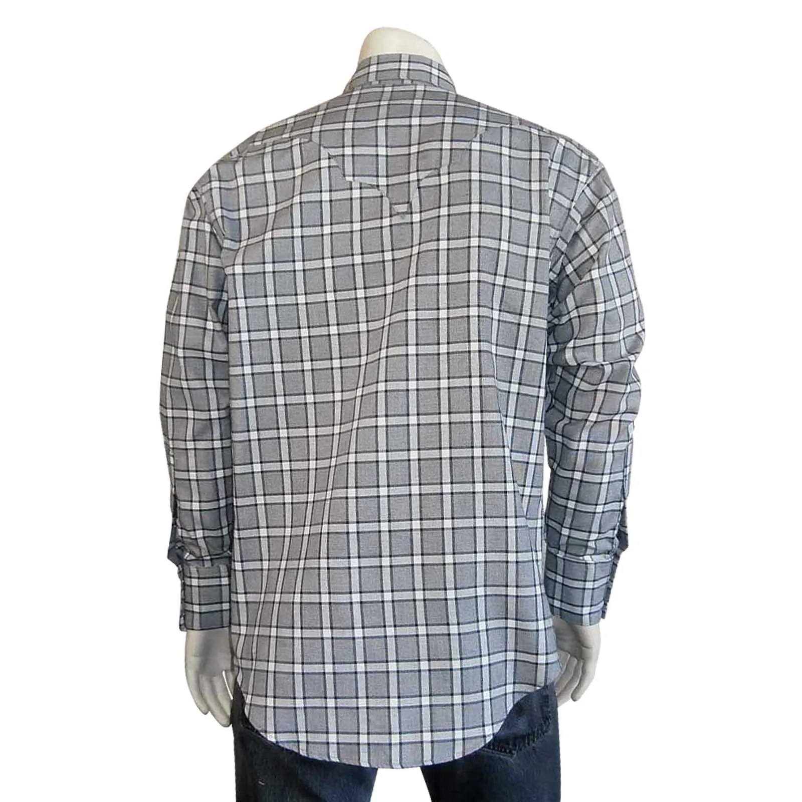 Men’s Ultra-Soft Grey Rayon Check Western Shirt