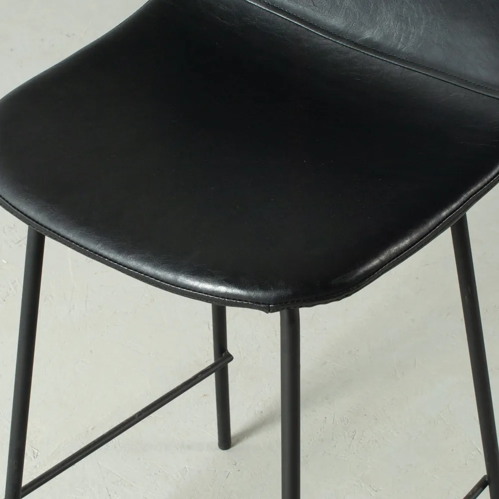 MILAN - Black Leather Bar Stool