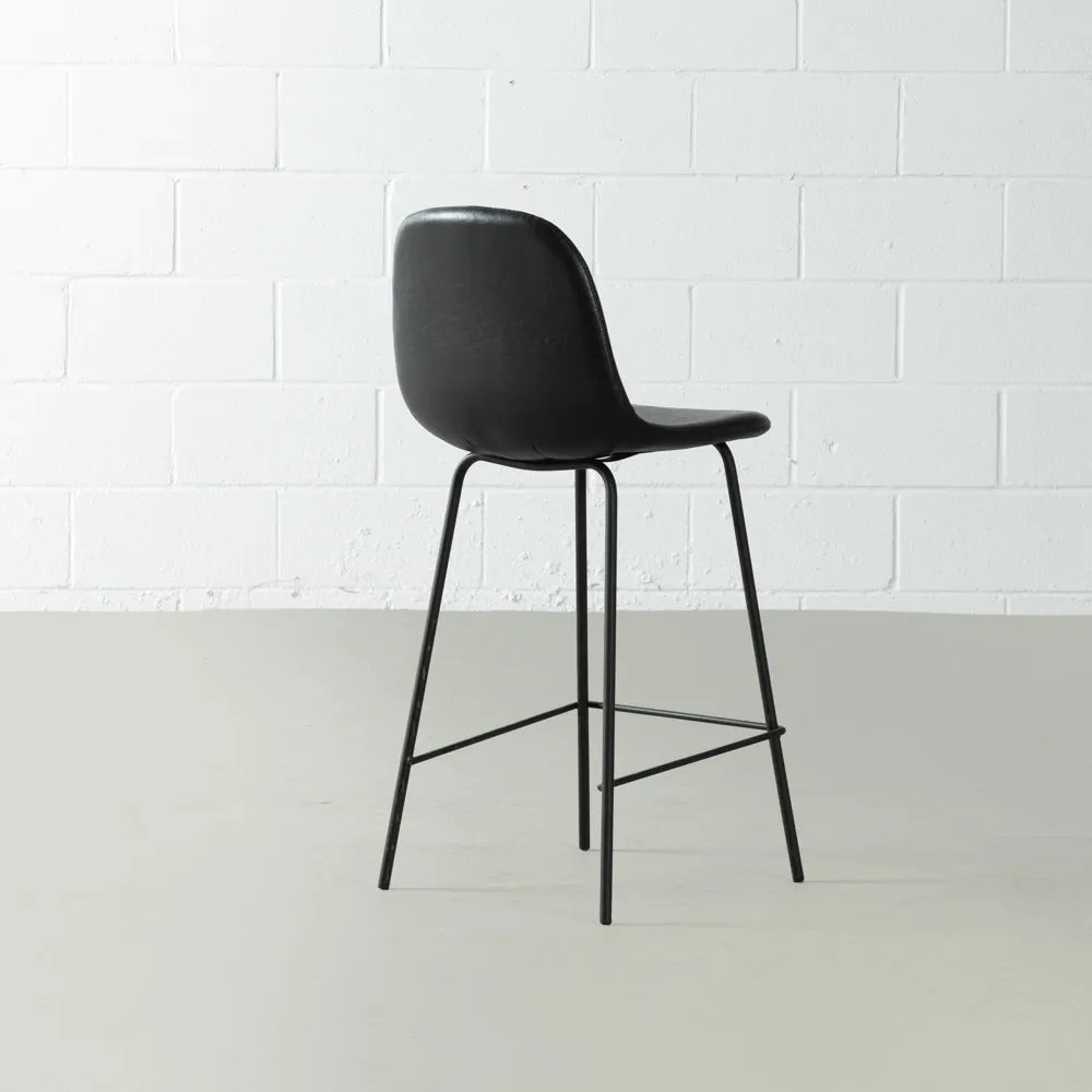 MILAN - Black Leather Bar Stool