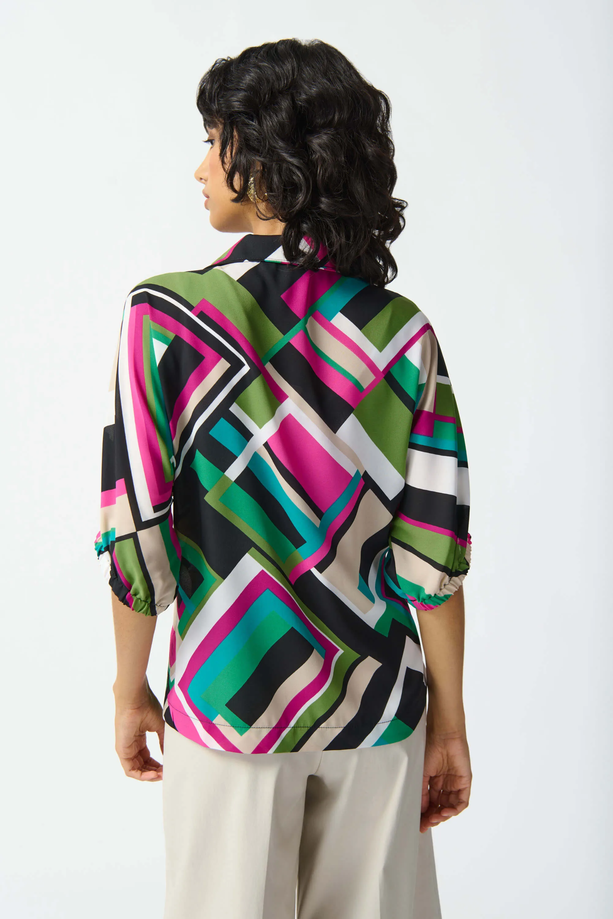 Paradiso Georgette Geometric Print Box Top 242176